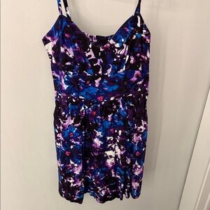 Express Purple & Blue Floral Print Sundress